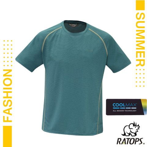 【瑞多仕-RATOPS】男款 COOLMAX 輕量圓領衫(爬線).運動休閒衫.防晒衣/DB1737 海港灣藍色/韭菜粉綠色
