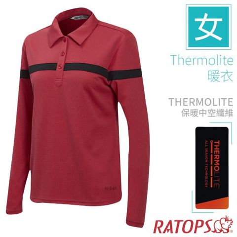 RATOPS 瑞多仕 女 Thermolite 機能型長袖保暖衣(本布領配色)/DB6113 波爾多紅/黑