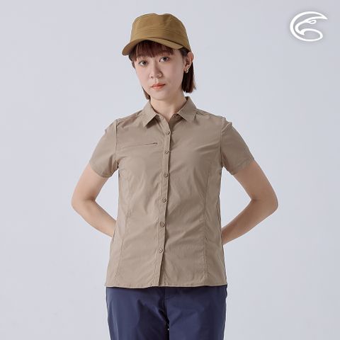 ADISI 女UPF50+透氣快乾短袖襯衫 AL2411020 陶土黃