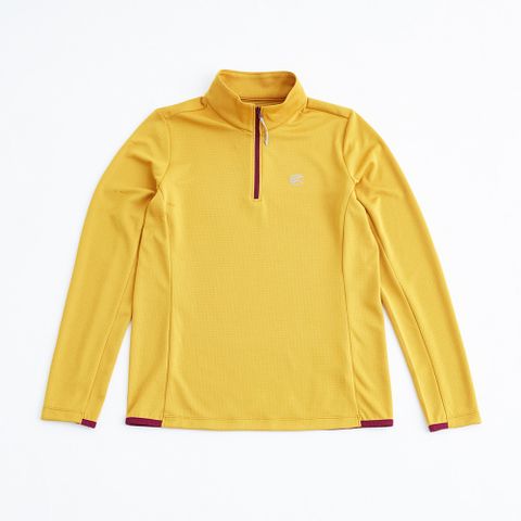 ADISI 女半門襟抗靜電紗透氣快乾長袖上衣AL2321039 (S-XL) 鉻黃｜保暖 吸濕 速乾 輕量 柔軟