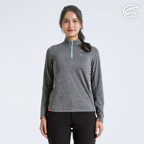 ADISI 女半門襟抗靜電紗透氣快乾長袖上衣AL2321039(S-2XL)雙色麻灰保暖 吸濕 速乾 輕量