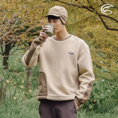 ADISI 中性仿羊羔絨輕防風保暖圓T AL2321053 (XS-2XL) 卡其