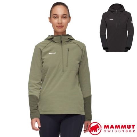 【MAMMUT 長毛象】女 Madris Light ML Half Zip Hoody 輕量彈性保暖連帽長袖上衣/1014-06060