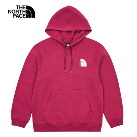 The North Face北面女款桃色刺繡LOGO印花長袖帽T｜8DC46EO