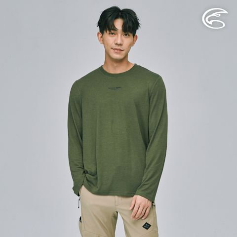 ADISI AL2311114男長袖天絲鋅離子消臭快乾圓領T/海藻綠