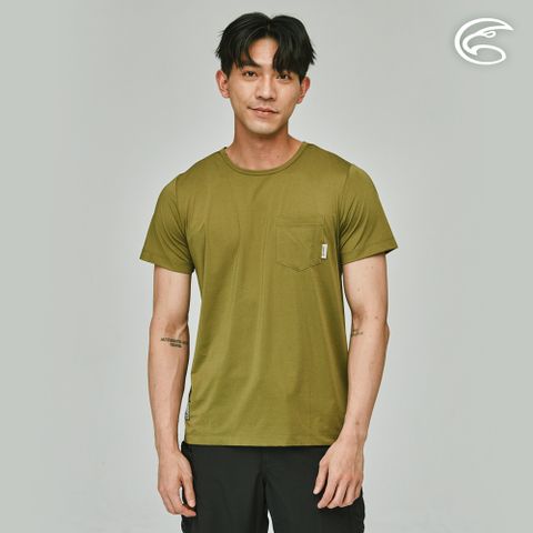 ADISI 男合撚超細纖維抑菌短袖口袋圓領T AL2311083 (M-2XL) 橄欖油綠