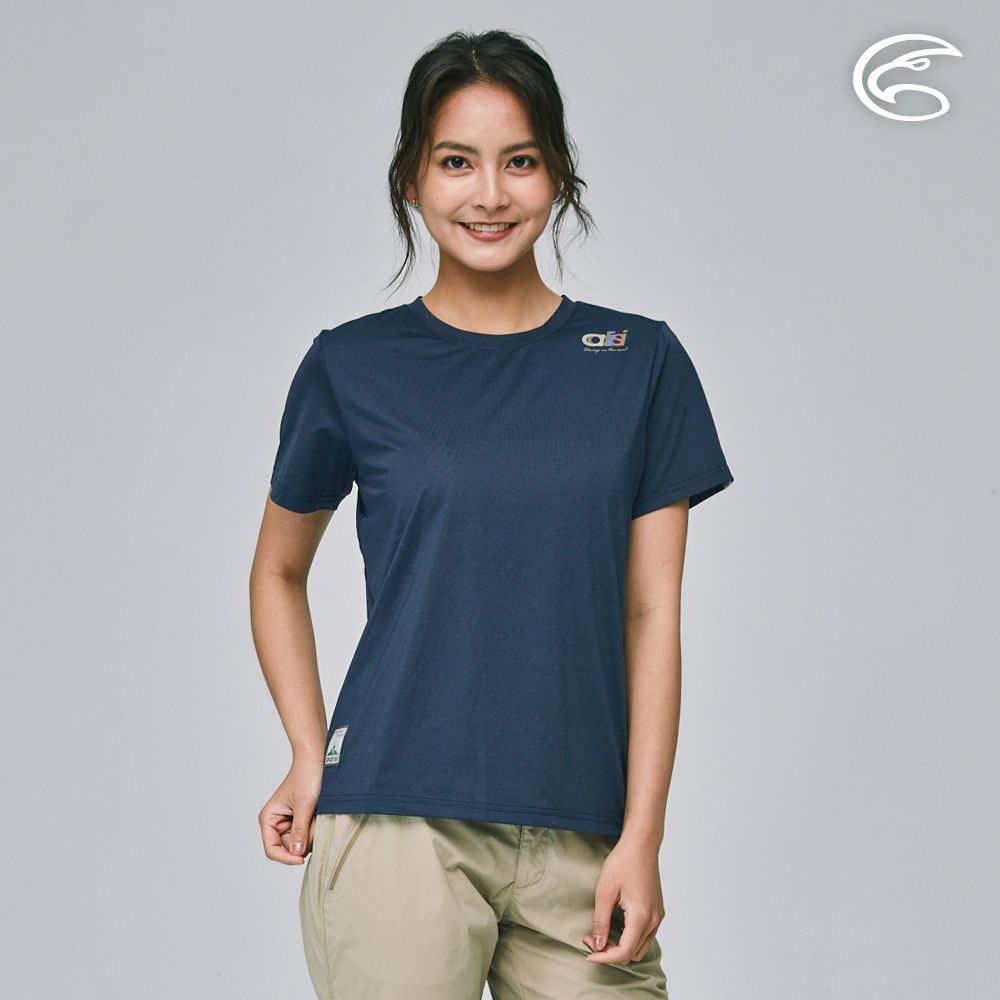 ADISI  女合撚超細纖維抑菌短袖圓領T AL2311084 (M-2XL) 法式海軍藍