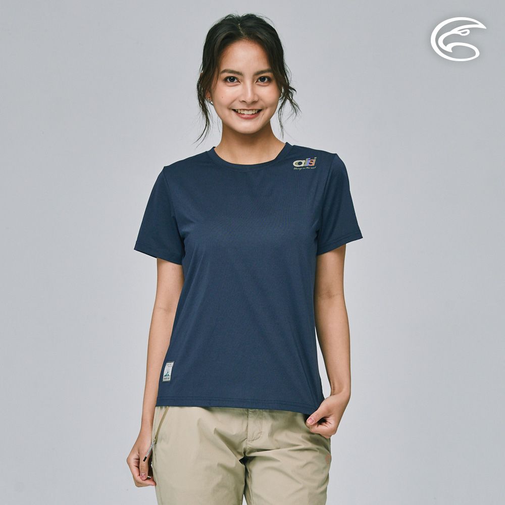 ADISI  女合撚超細纖維抑菌短袖圓領T AL2311084 (M-2XL) 法式海軍藍