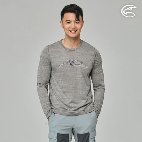 ADISI 男輕薄棉感快乾圓領長袖圖T AL2311121 (S-2XL) 雙色麻灰