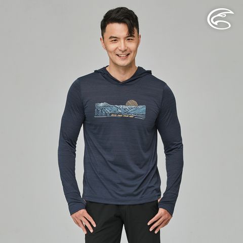 ADISI 男輕薄棉感快乾連帽長袖圖T AL2311122 (S-2XL) 雙色藏青