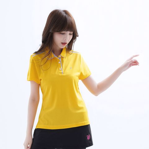 遊遍天下 女款抗UV吸濕排汗機能格紋POLO衫GS1016黃色