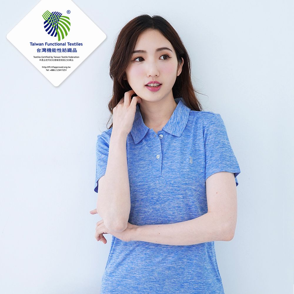 遊遍天下  MIT女款雲彩透氣吸排抗UV速乾POLO衫GS1020淺藍