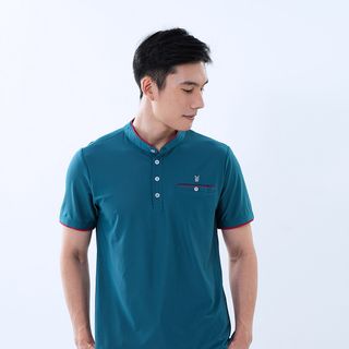 【遊遍天下】男款立領抗UV防曬涼感吸濕排汗機能POLO衫GS1040藍色(高爾夫球衫)