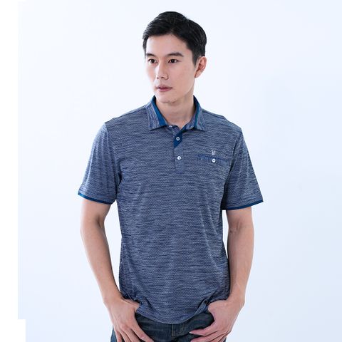 遊遍天下 男款抗UV防曬吸濕排汗速乾機能POLO衫GS1037灰藍