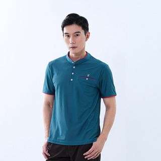 【遊遍天下】男款立領抗UV防曬涼感吸濕排汗機能POLO衫GS1040藍色(高爾夫球衫)