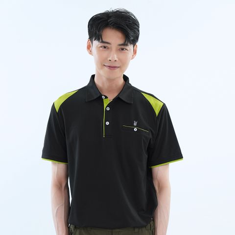 遊遍天下 男款抗UV吸濕排汗機能POLO衫GS1043黑綠