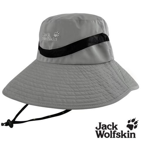 【Jack wolfskin 飛狼】拼接透氣網布抗UV圓盤帽 遮陽帽『鐵灰』