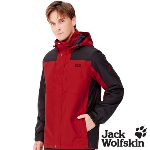 【Jack Wolfskin 飛狼 】男 帥氣防風防潑水保暖外套 衝鋒衣『紅黑』