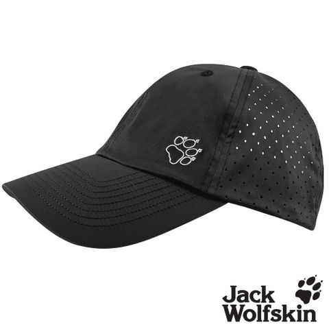【Jack wolfskin 飛狼】輕薄素色透氣孔棒球帽『黑』