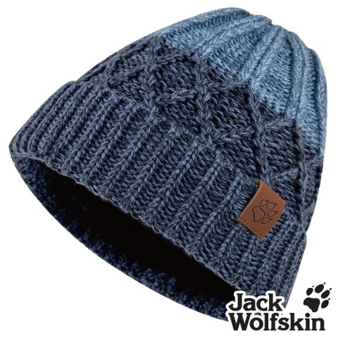 【Jack wolfskin 飛狼】漸層立體針織紋內刷毛保暖帽 毛帽『牛仔藍』