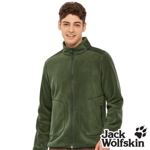 【Jack Wolfskin 飛狼 】男 拼接設計立領刷毛保暖外套『森林綠』