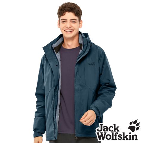 【Jack Wolfskin 飛狼 】男 Air Wolf 保暖兩件式防風防水透氣羽絨外套 衝鋒衣『深黛藍』