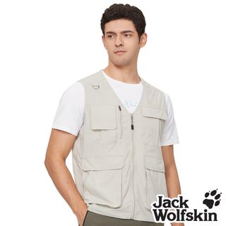 【Jack Wolfskin 飛狼 】男 機能多口袋透氣網布拼接背心 釣魚背心『米卡』