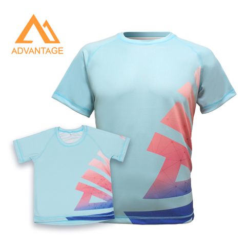 ADVANTAGE 速乾健走衣-幾何樹狀款-大人-棉花糖藍