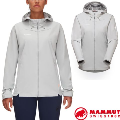 【長毛象】女新款 Sapuen SO Hooded 超輕量防潑水防風透氣軟殼連帽外套_1011-01060-0400 公路灰