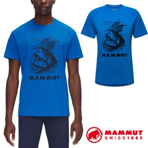 MAMMUT 長毛象 男 Mountain 吸濕快乾彈性圓領短袖T恤.休閒衫.運動上衣_1017-09847-50505 冰藍 PRT2