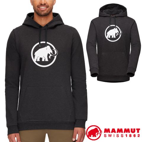 MAMMUT 長毛象 男新款 Logo ML Hoody 彈性柔軟保暖連帽長袖T恤.休閒上衣_1014-02142-00269 黑 PRT1