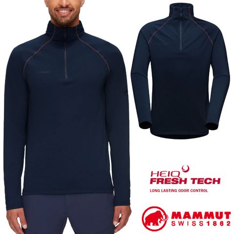 MAMMUT 長毛象 男 Snow ML Half Zip Pull 吸濕快乾半開襟拉鍊立領衫_1014-02400-5118 海洋藍