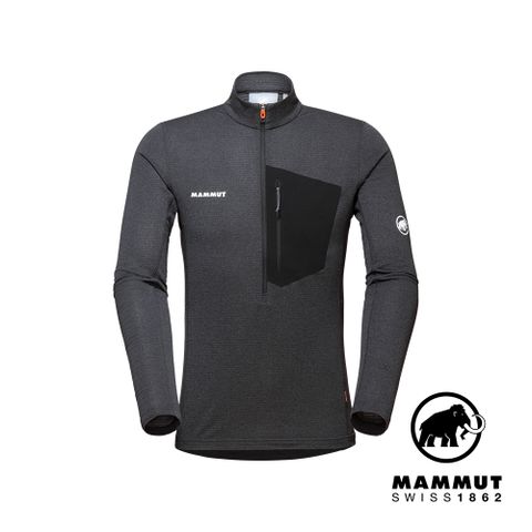 【Mammut 長毛象】Aenergy Light Men 立領半拉鍊長排汗衣 黑/幻影黑 男款#1014-03780