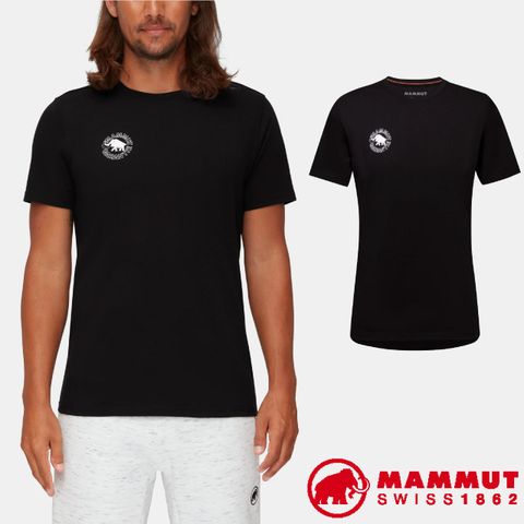 MAMMUT 長毛象 男 Seile T-Shirt Heritage 吸濕透氣彈性圓領短袖T恤.休閒衫/100% bioRe優質棉/1017-04130-0001 黑