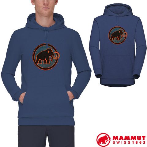 MAMMUT 長毛象 男款 ML Hoody Circle 輕量保暖連帽長袖休閒衫.T恤.帽T/袋鼠口袋.內裡抓絨/1014-04390-5118 海洋藍