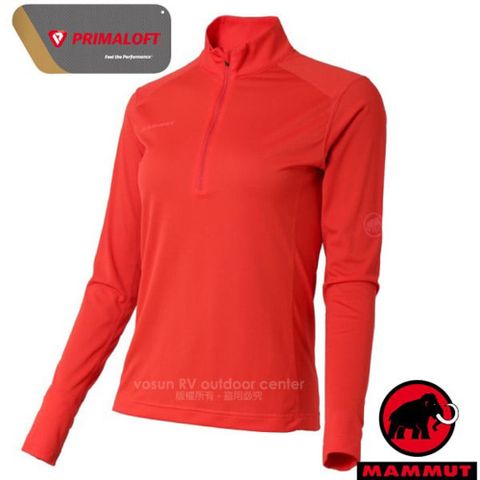 MAMMUT 長毛象 Performance Dry Zip 女 半開襟拉鍊長袖排汗上衣/1016-00210-3218 小檗紅