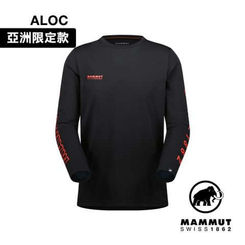 MAMMUT 長毛象 QD Logo Print LS AF 快乾LOGO長袖T恤 黑/紅PRT3 男款 #1016-01030