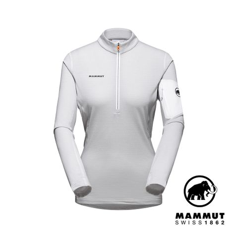 【Mammut 長毛象】Aenergy Light Half Zip 立領半拉鍊排汗衣 白/公路灰 女款 #1014-03790