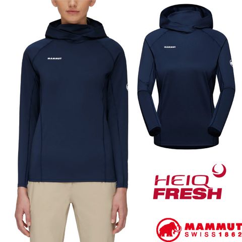 【MAMMUT 長毛象】女 Selun FL Sun Hoody 保暖長袖連帽T恤/UPF 50+/1016-01430-5118 海洋藍