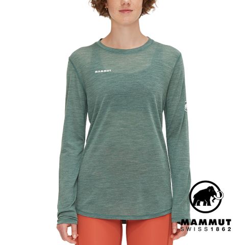 【Mammut 長毛象】Tree Wool FL LS W 羊毛混紡快乾抗臭長袖T恤 深玉石綠 女款 #1016-01700