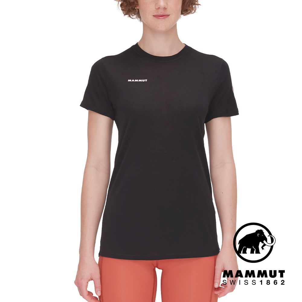 MAMMUT 長毛象 Tree Wool FL T-Shirt W 羊毛混紡快乾抗臭短袖T恤 黑色 女款 #1017-06670