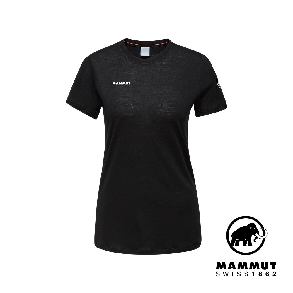 MAMMUT 長毛象 Tree Wool FL T-Shirt W 羊毛混紡快乾抗臭短袖T恤 黑色 女款 #1017-06670