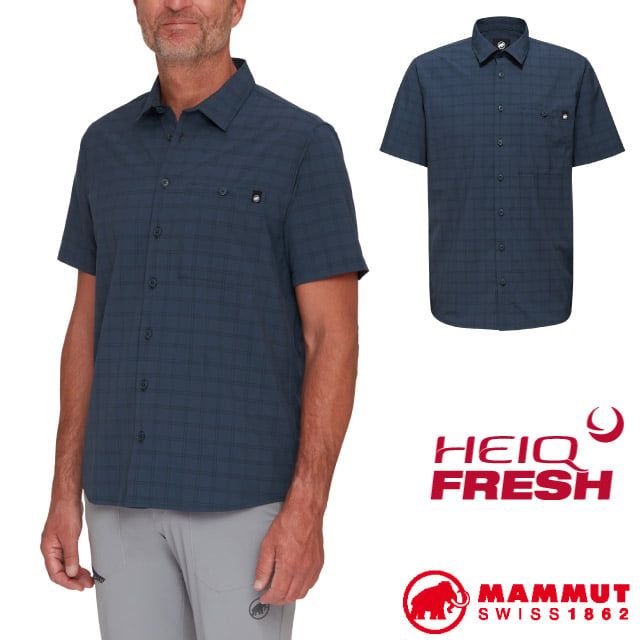 MAMMUT 長毛象 男 Lenni Shirt 抗菌短袖排汗襯衫.圓領T恤.休閒排汗衫/HeiQ Fresh FFL無銀防臭/1015-01470-5975 海洋藍/黑