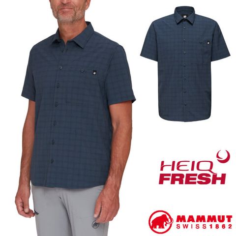 【MAMMUT 長毛象】男 Lenni Shirt 抗菌短袖排汗襯衫.圓領T恤.休閒排汗衫/HeiQ Fresh FFL無銀防臭/1015-01470-5975 海洋藍/黑