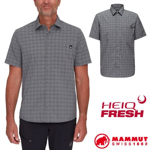 【MAMMUT 長毛象】男 Lenni Shirt 抗菌短袖排汗襯衫.圓領T恤.休閒排汗衫/HeiQ Fresh FFL無銀防臭/1015-01470-00722 鋼鐵灰/黑