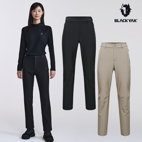 【BLACKYAK】女 BASIC刷毛保暖長褲(淺卡其/黑色)-刷毛保暖 鬆緊式西裝長褲| BYDB2WP304