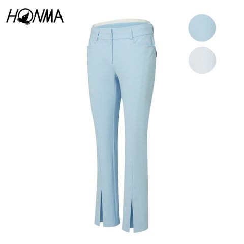 HONMA 本間高爾夫 女款開岔防潑水長褲 日本高爾夫專業品牌(XS~M 白色 淺藍 HWJQ800R909)