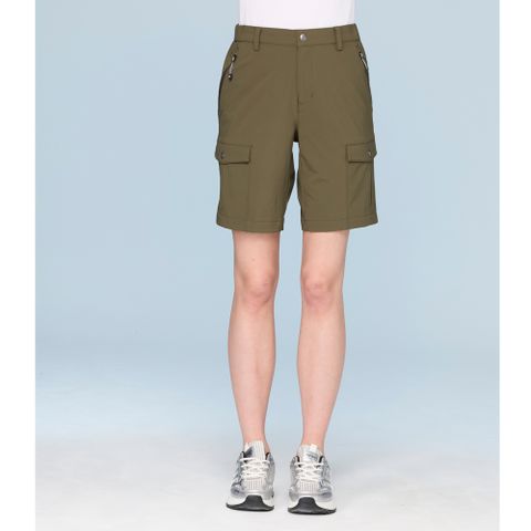 【WILDLAND荒野】女彈性solid point山系6袋短褲112長春藤綠