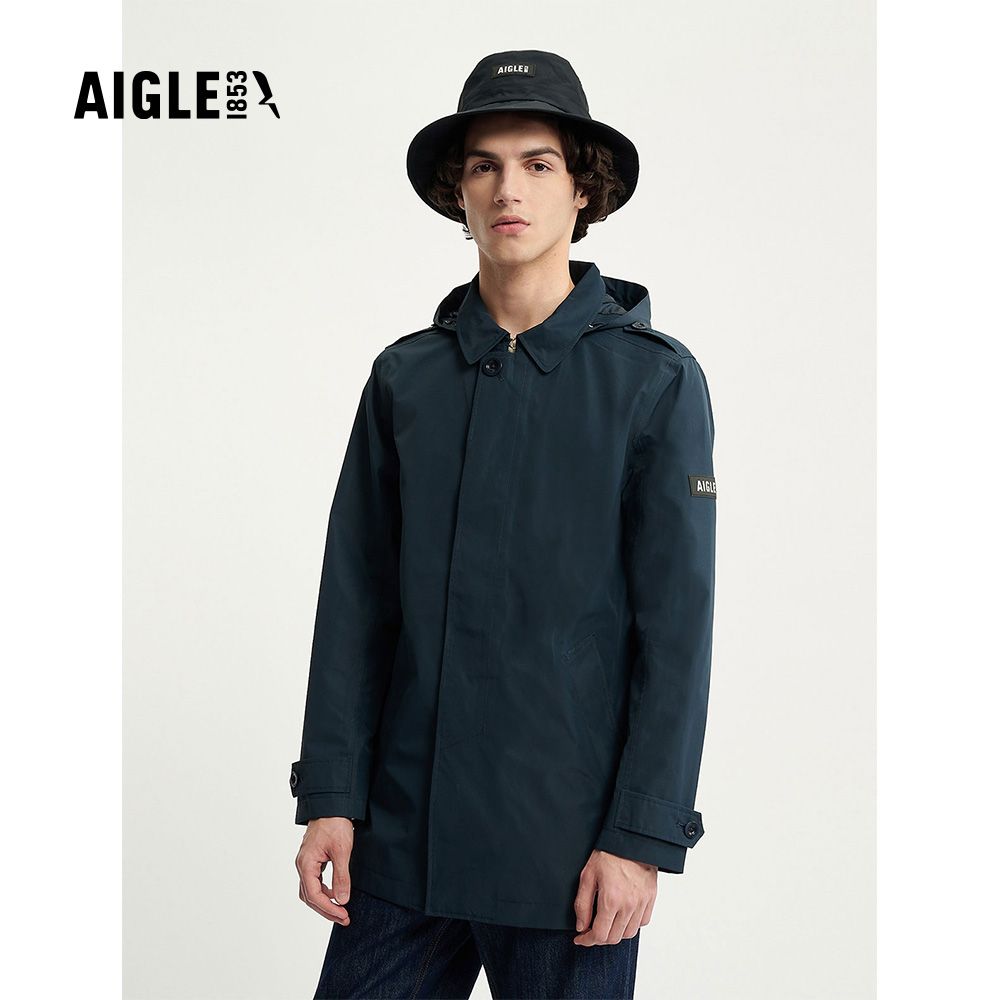 AIGLE 男 GORE-TEX 防水透氣風衣 AG-3A101A057 深藍(男外套 防水透氣外套 Goretex)