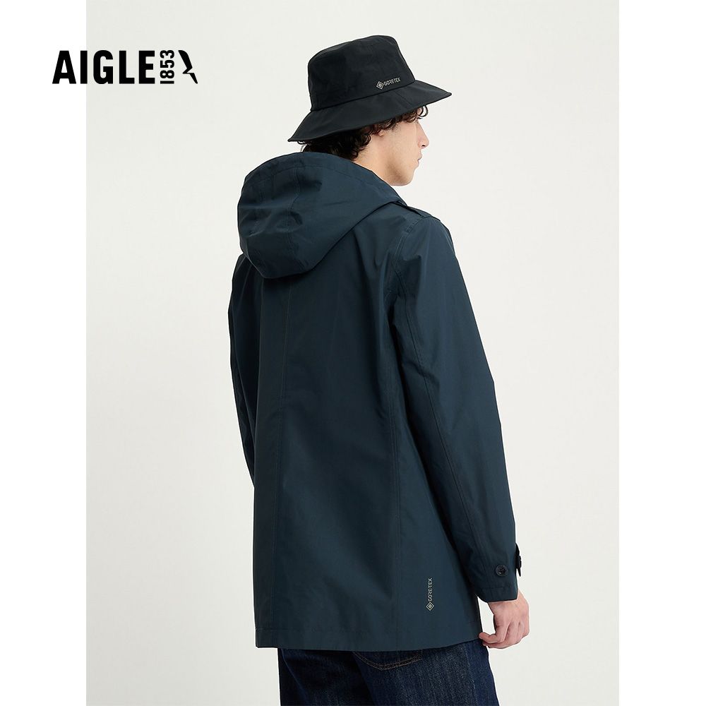 AIGLE 男 GORE-TEX 防水透氣風衣 AG-3A101A057 深藍(男外套 防水透氣外套 Goretex)